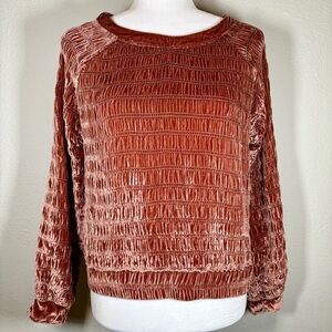 Love Sam Velvet Textured Terracotta Color Pullover Top Size XS